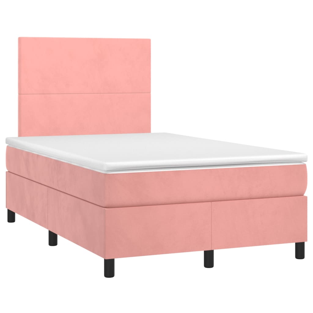 Κρεβάτι Boxspring με Στρώμα & LED Ροζ 120x190 εκ. Βελούδινο
