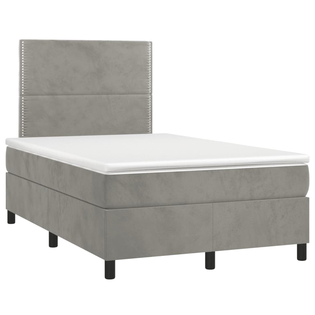 Κρεβάτι Boxspring με Στρώμα & LED Αν.Γκρι 120x190εκ. Βελούδινο