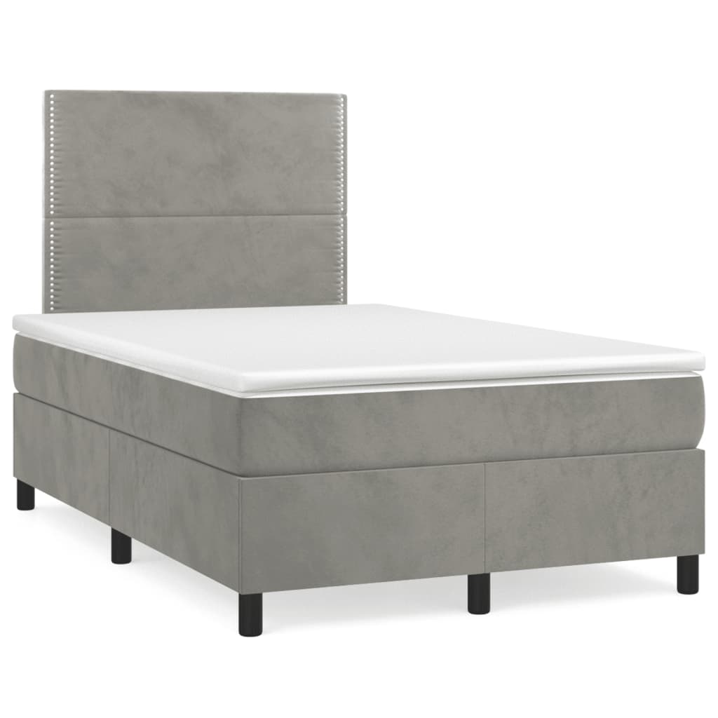 Κρεβάτι Boxspring με Στρώμα & LED Αν.Γκρι 120x190εκ. Βελούδινο