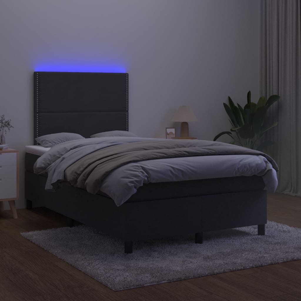 Κρεβάτι Boxspring με Στρώμα & LED Μαύρο 120x190 εκ. Βελούδινο - Pakobazaar