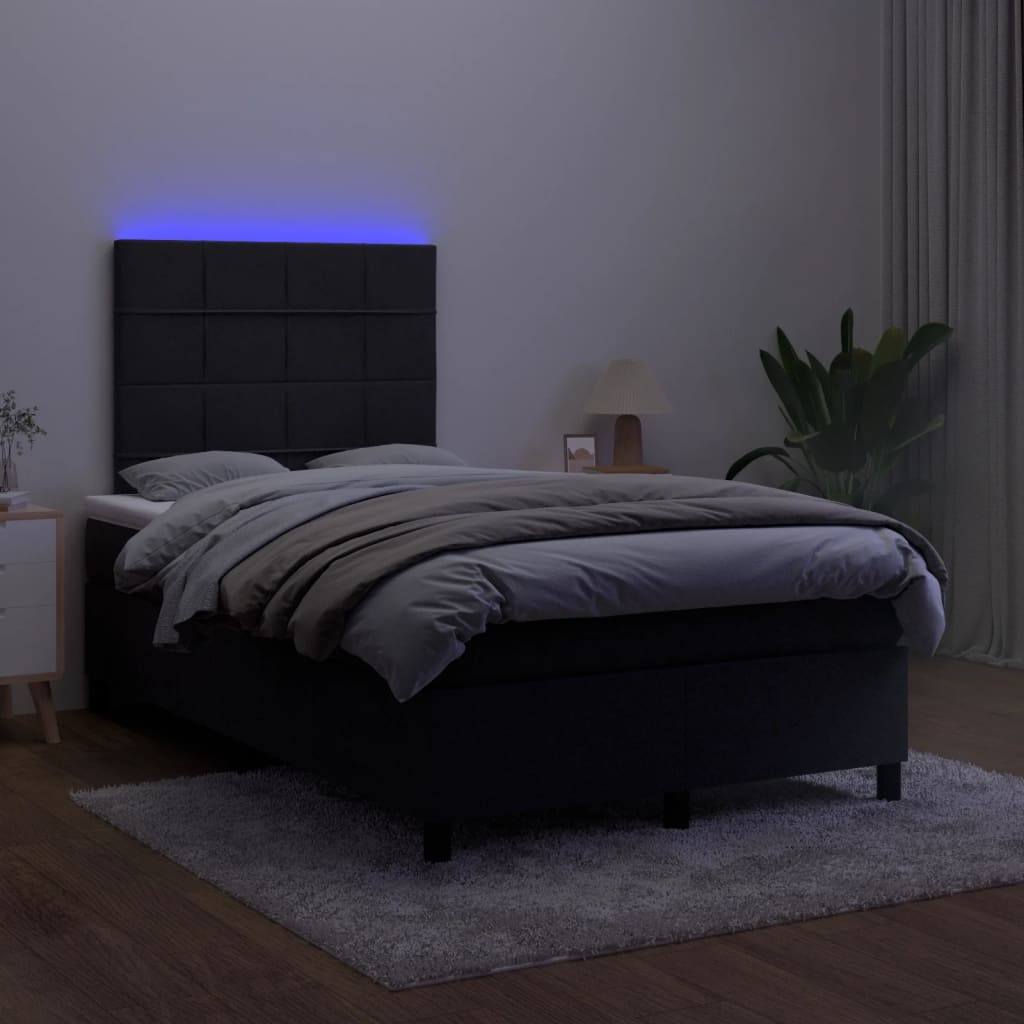 Κρεβάτι Boxspring με Στρώμα & LED Μαύρο 120x190 εκ. Βελούδινο - Pakobazaar