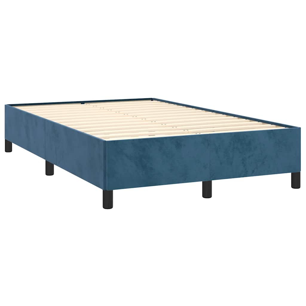 Κρεβάτι Boxspring με Στρώμα & LED Σκ. Μπλε 120x190εκ. Βελούδινο