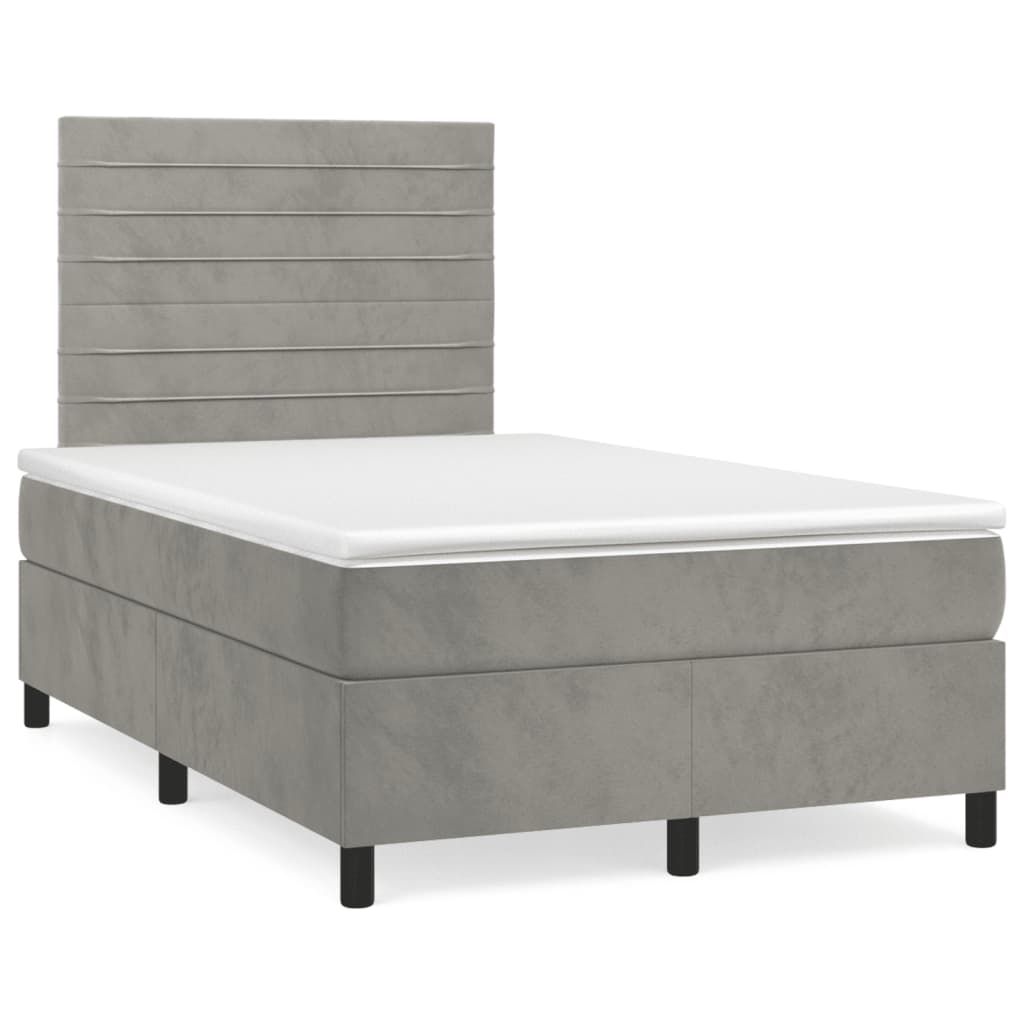 Κρεβάτι Boxspring με Στρώμα & LED Αν.Γκρι 120x190εκ. Βελούδινο