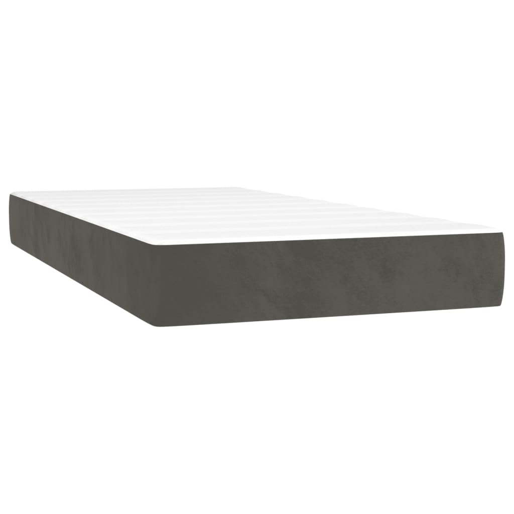 Κρεβάτι Boxspring με Στρώμα & LED Σκ.Γκρι 120x190εκ. Βελούδινο