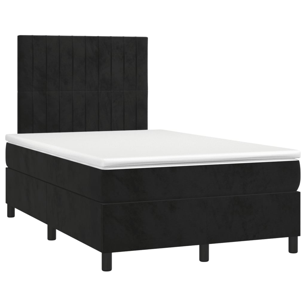Κρεβάτι Boxspring με Στρώμα & LED Μαύρο 120x190 εκ. Βελούδινο - Pakobazaar