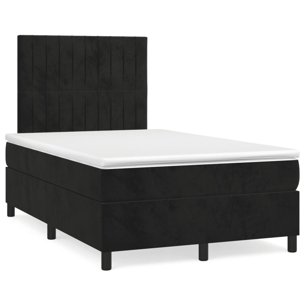 Κρεβάτι Boxspring με Στρώμα & LED Μαύρο 120x190 εκ. Βελούδινο - Pakobazaar