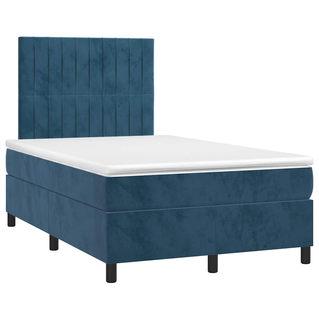 Κρεβάτι Boxspring με Στρώμα & LED Σκ. Μπλε 120x190εκ. Βελούδινο - Pakobazaar