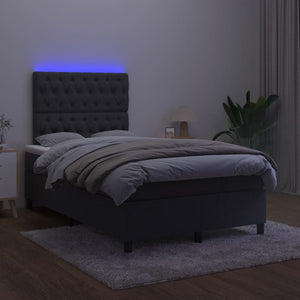 Κρεβάτι Boxspring με Στρώμα & LED Μαύρο 120x190 εκ. Βελούδινο - Pakobazaar