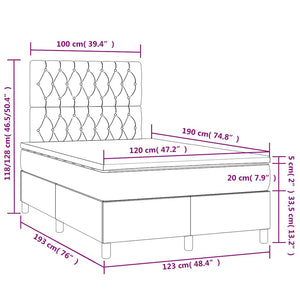 Κρεβάτι Boxspring με Στρώμα & LED Ροζ 120x190 εκ. Βελούδινο