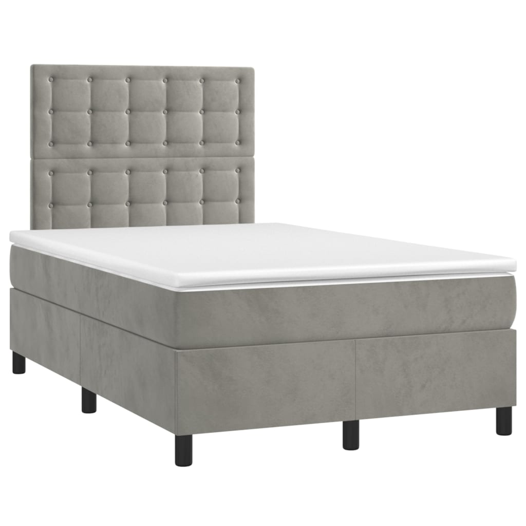 Κρεβάτι Boxspring με Στρώμα & LED Αν.Γκρι 120x190εκ. Βελούδινο