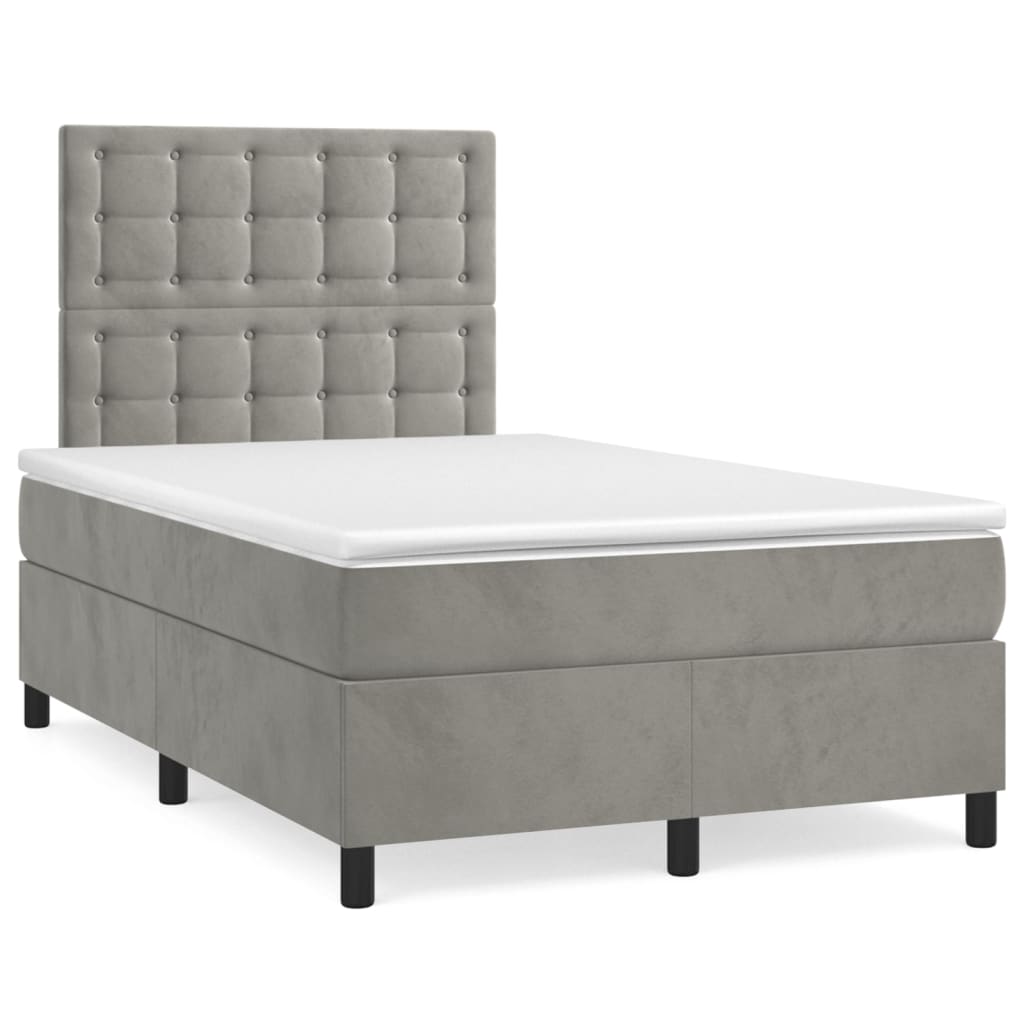 Κρεβάτι Boxspring με Στρώμα & LED Αν.Γκρι 120x190εκ. Βελούδινο