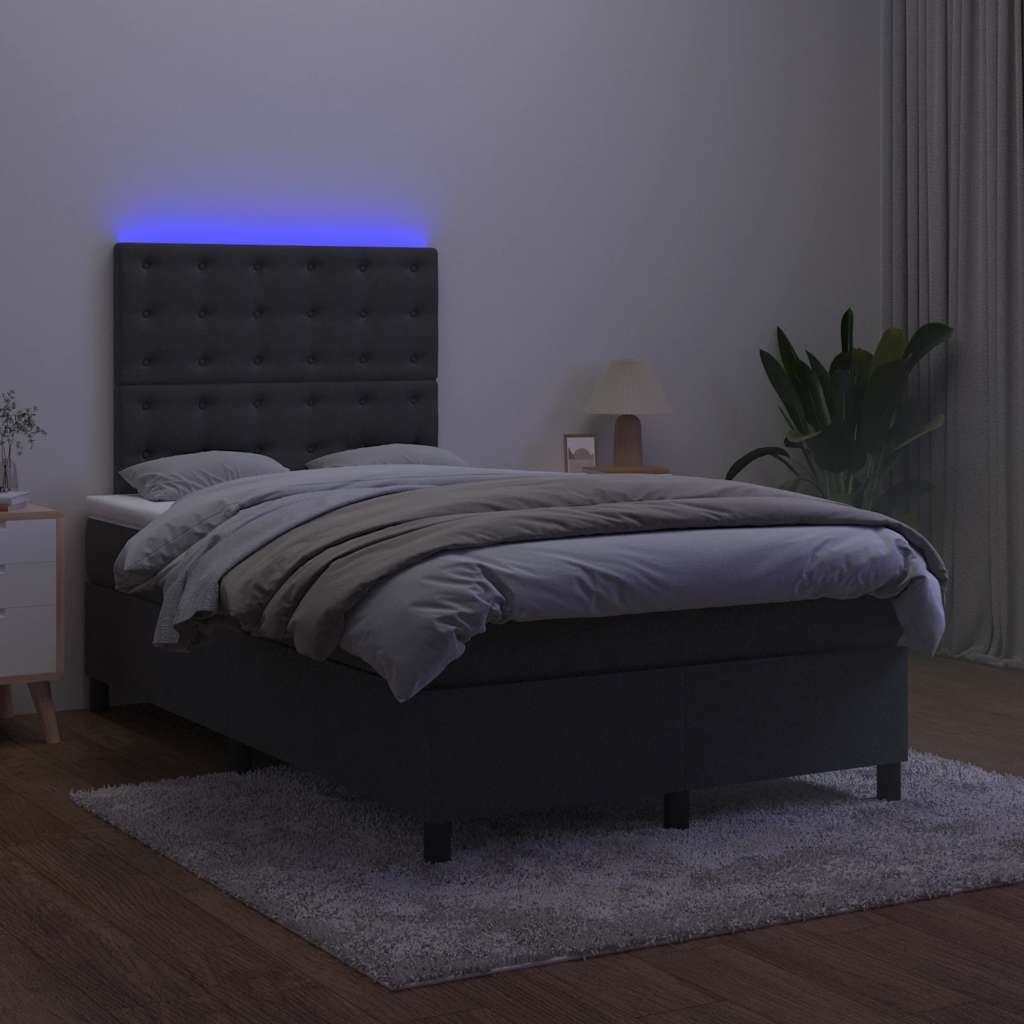 Κρεβάτι Boxspring με Στρώμα & LED Μαύρο 120x190 εκ. Βελούδινο - Pakobazaar