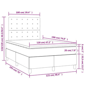 Κρεβάτι Boxspring με Στρώμα & LED Μαύρο 120x190 εκ. Βελούδινο - Pakobazaar
