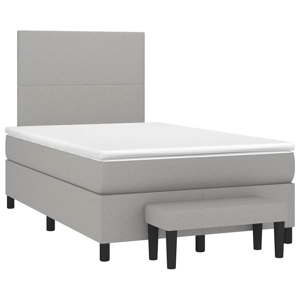 Κρεβάτι Boxspring με Στρώμα Ανοιχτό Γκρι 120x190 εκ. Υφασμάτινο