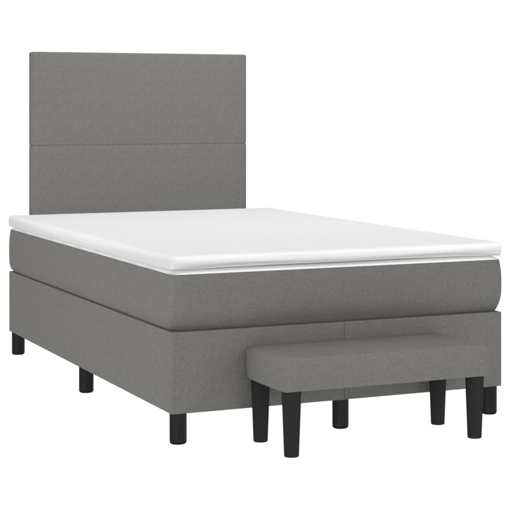 Κρεβάτι Boxspring με Στρώμα Σκούρο Καφέ 120x190 εκ Υφασμάτινο