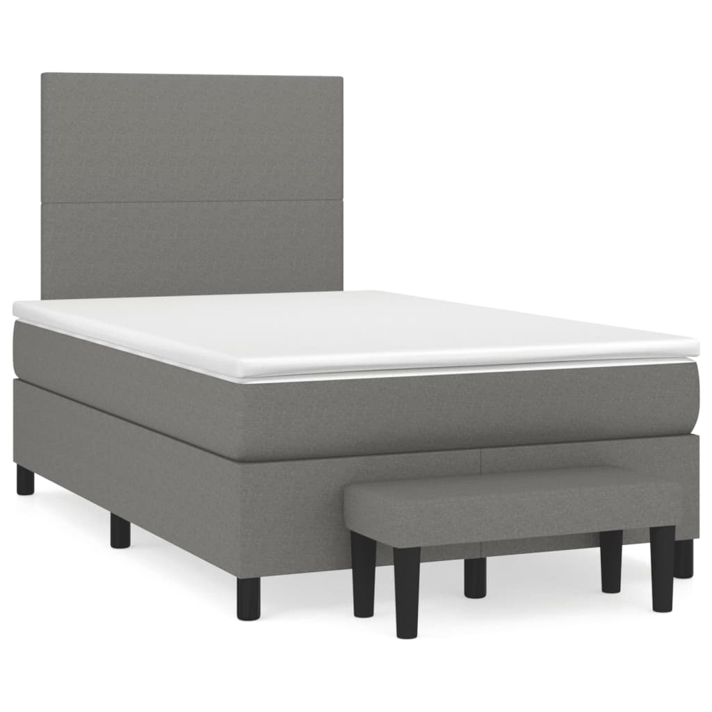 Κρεβάτι Boxspring με Στρώμα Σκούρο Καφέ 120x190 εκ Υφασμάτινο