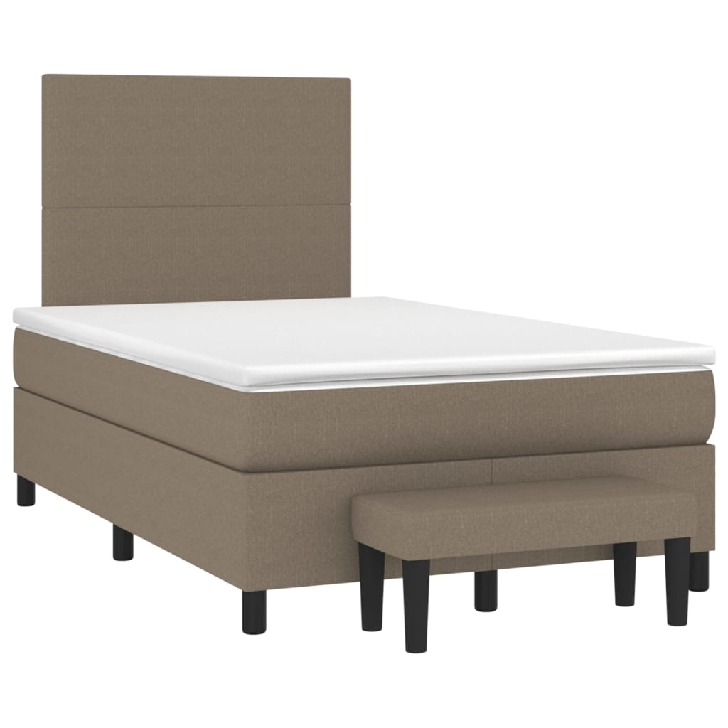 Κρεβάτι Boxspring με Στρώμα Taupe 120x190 εκ. Υφασμάτινο