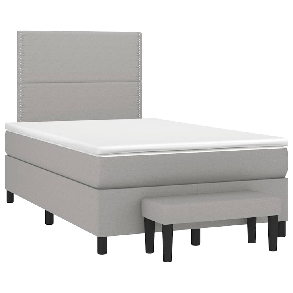 Κρεβάτι Boxspring με Στρώμα Ανοιχτό Γκρι 120x190 εκ. Υφασμάτινο