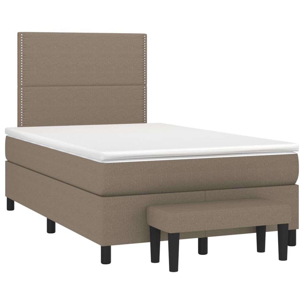 Κρεβάτι Boxspring με Στρώμα Taupe 120x190 εκ. Υφασμάτινο