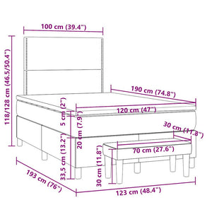 Κρεβάτι Boxspring με Στρώμα Taupe 120x190 εκ. Υφασμάτινο