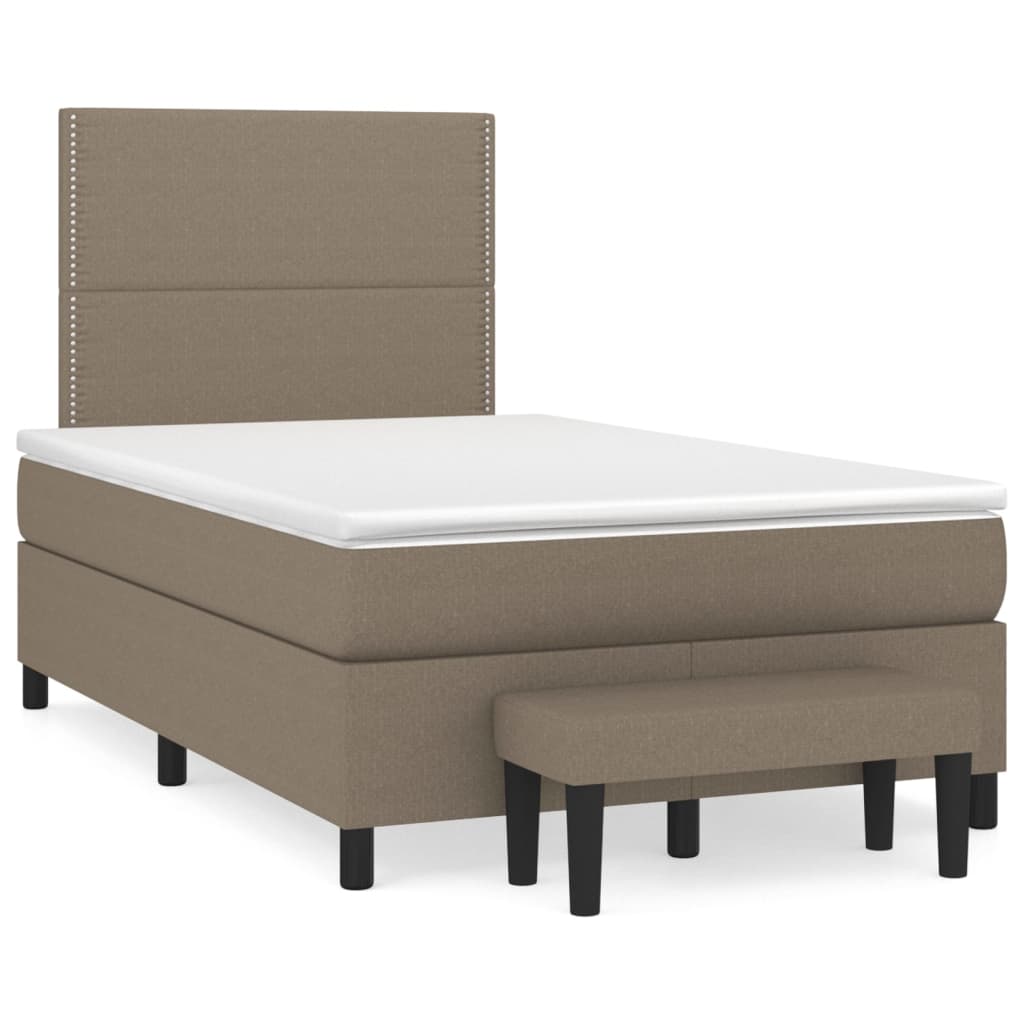 Κρεβάτι Boxspring με Στρώμα Taupe 120x190 εκ. Υφασμάτινο