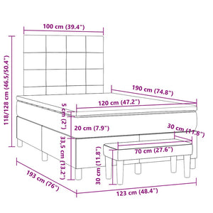 Κρεβάτι Boxspring με Στρώμα Μαύρο 120x190 εκ. Υφασμάτινο
