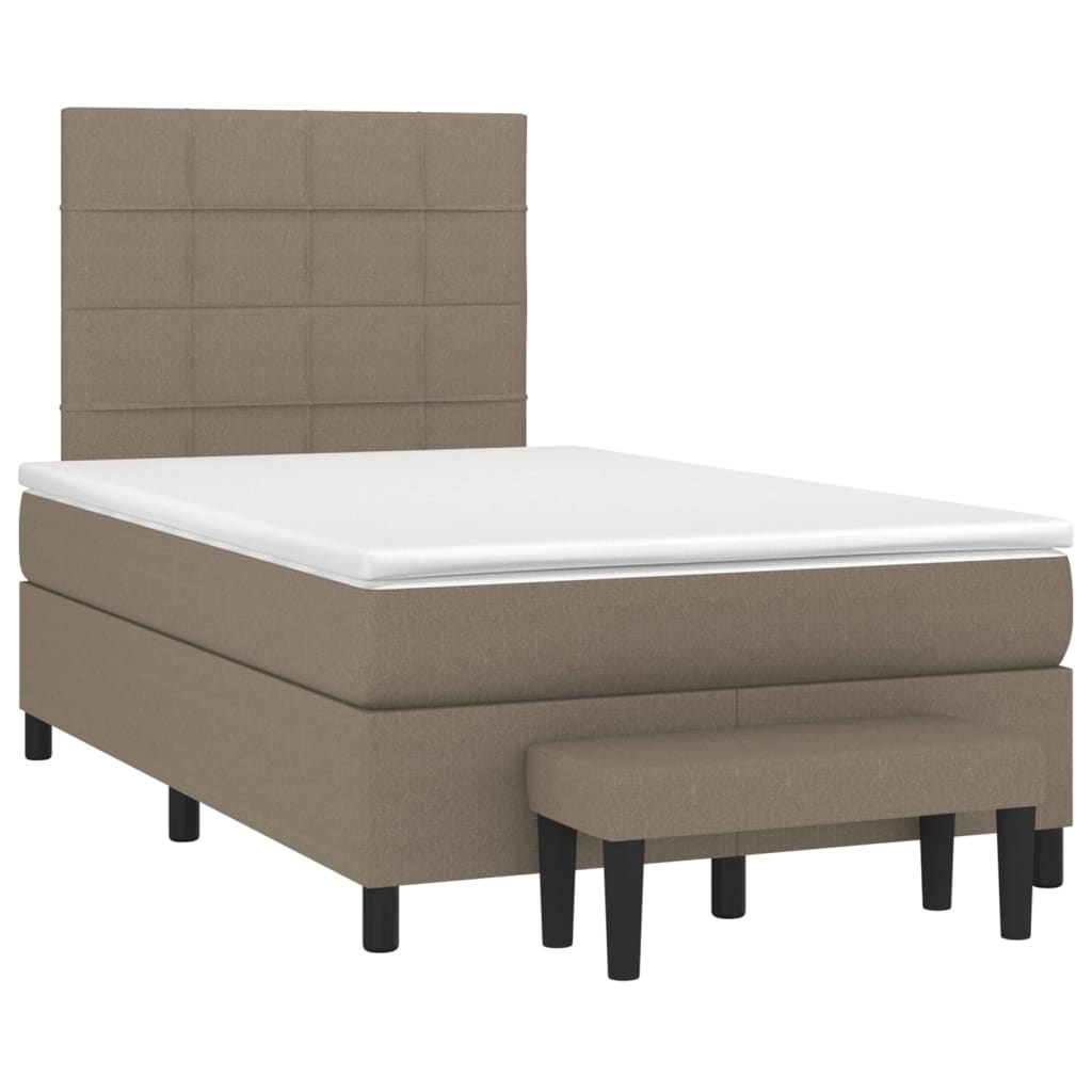 Κρεβάτι Boxspring με Στρώμα Taupe 120x190 εκ. Υφασμάτινο