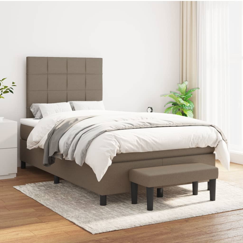 Κρεβάτι Boxspring με Στρώμα Taupe 120x190 εκ. Υφασμάτινο