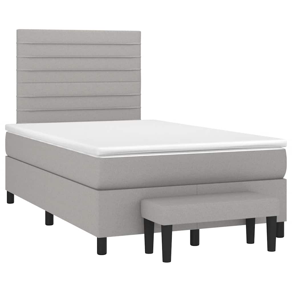 Κρεβάτι Boxspring με Στρώμα Ανοιχτό Γκρι 120x190 εκ. Υφασμάτινο