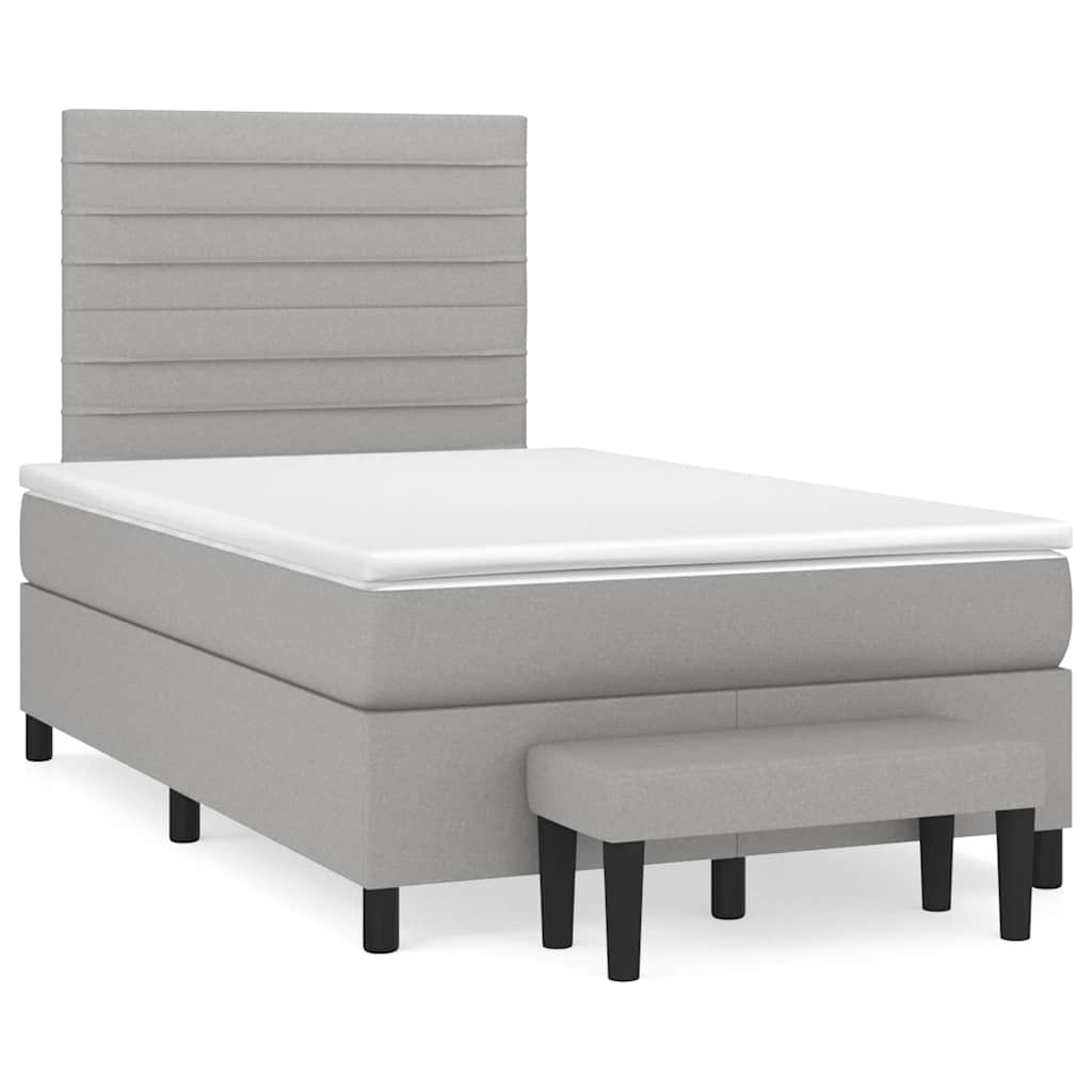 Κρεβάτι Boxspring με Στρώμα Ανοιχτό Γκρι 120x190 εκ. Υφασμάτινο