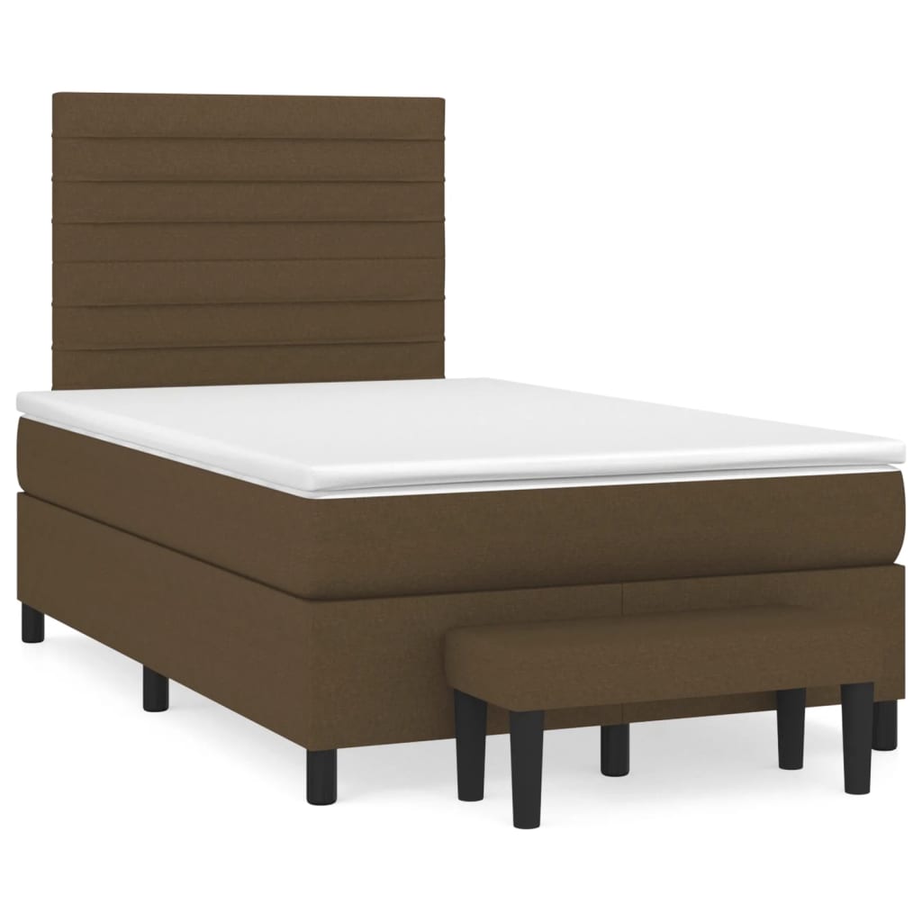 Κρεβάτι Boxspring με Στρώμα Σκούρο Καφέ 120x190 εκ Υφασμάτινο
