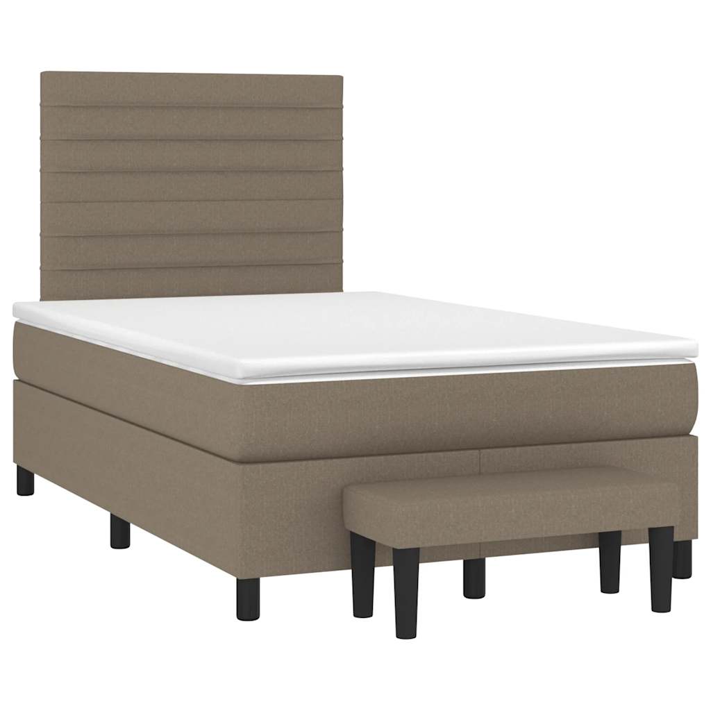 Κρεβάτι Boxspring με Στρώμα Taupe 120x190 εκ. Υφασμάτινο - Pakobazaar