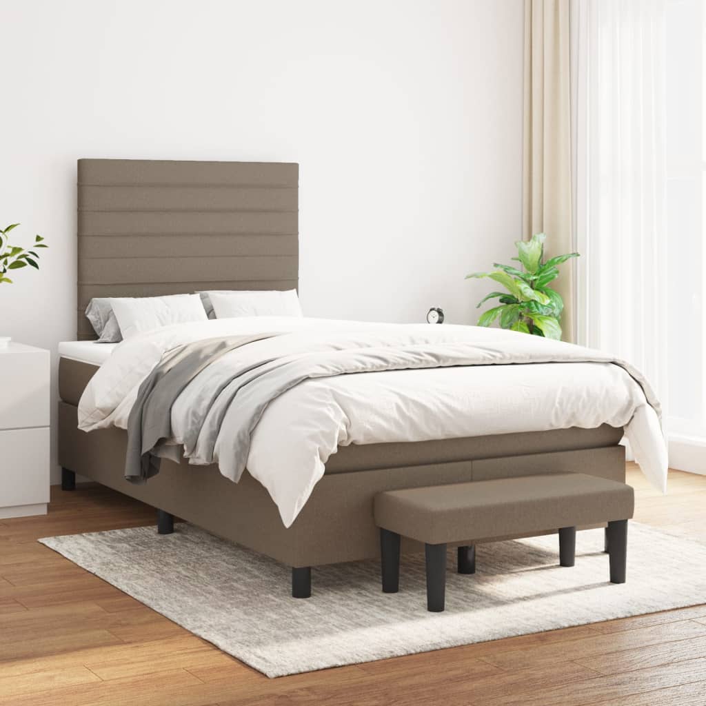 Κρεβάτι Boxspring με Στρώμα Taupe 120x190 εκ. Υφασμάτινο - Pakobazaar