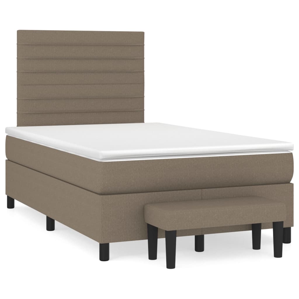 Κρεβάτι Boxspring με Στρώμα Taupe 120x190 εκ. Υφασμάτινο - Pakobazaar