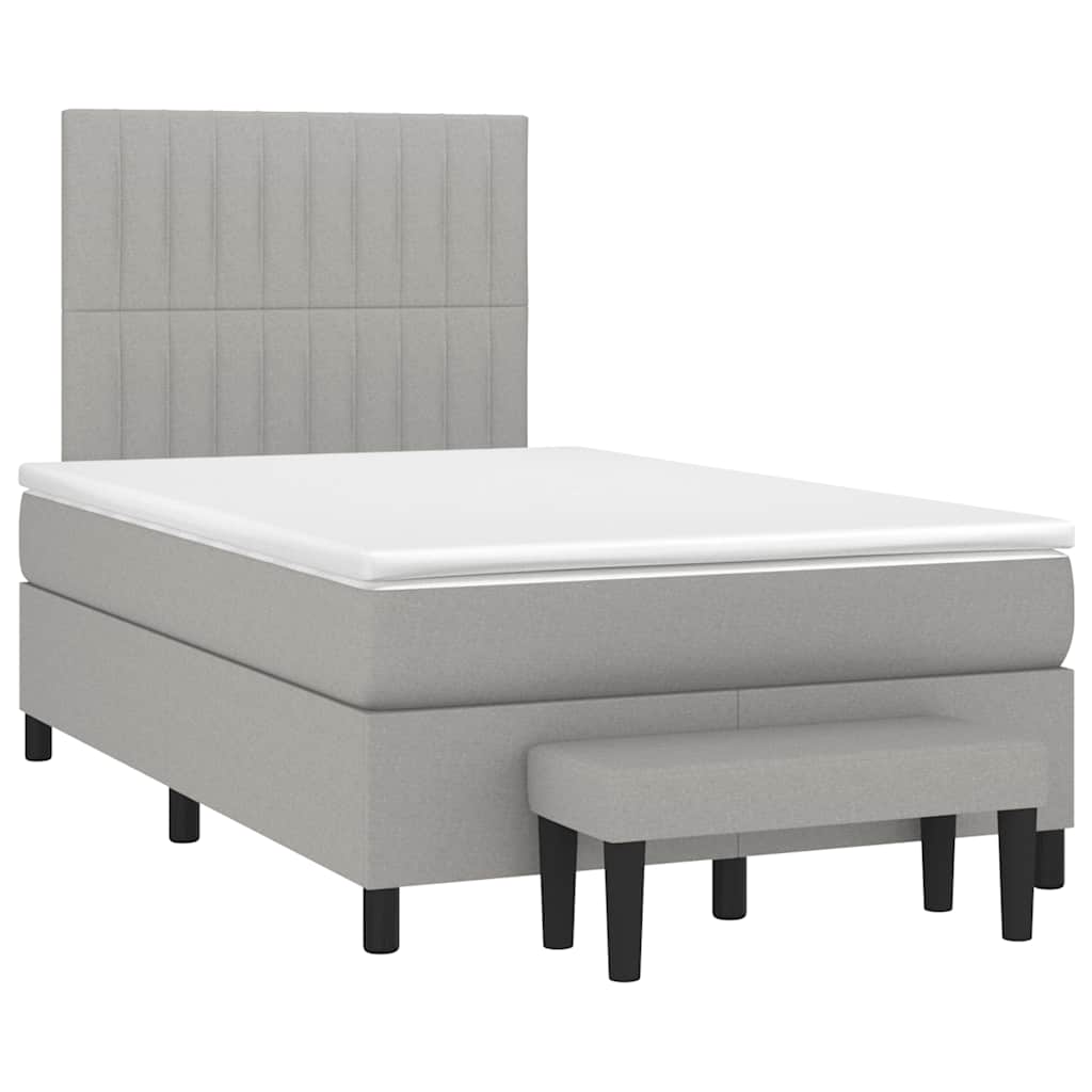 Κρεβάτι Boxspring με Στρώμα Ανοιχτό Γκρι 120x190 εκ. Υφασμάτινο