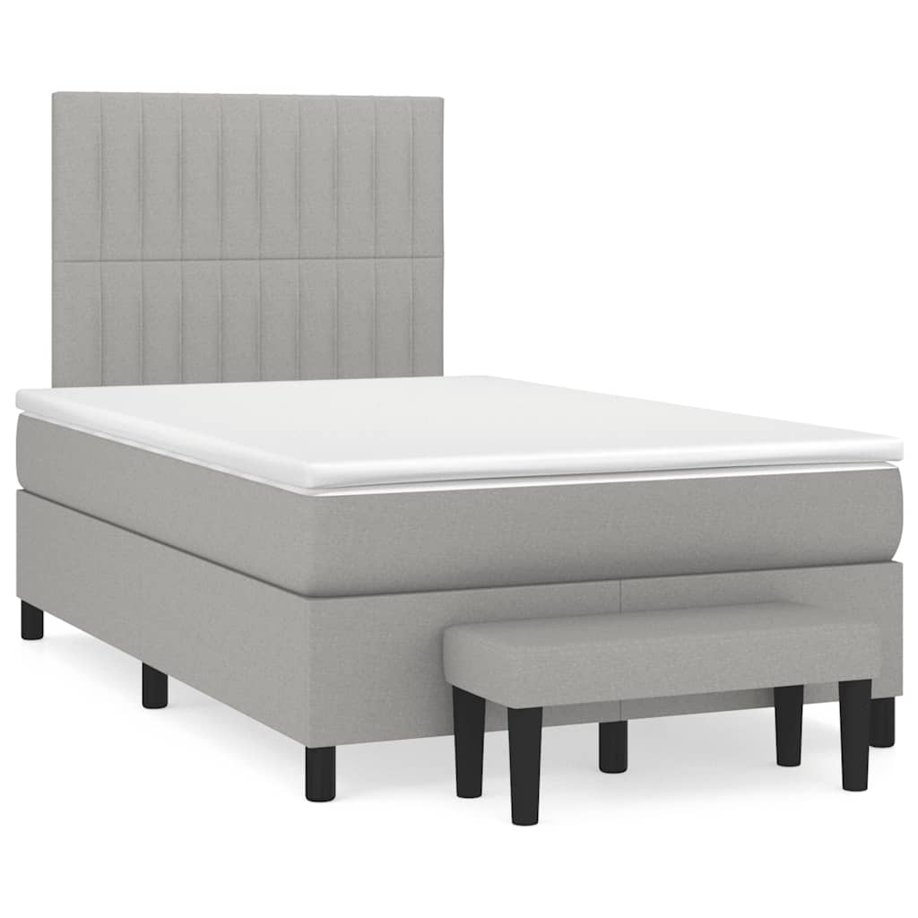 Κρεβάτι Boxspring με Στρώμα Ανοιχτό Γκρι 120x190 εκ. Υφασμάτινο