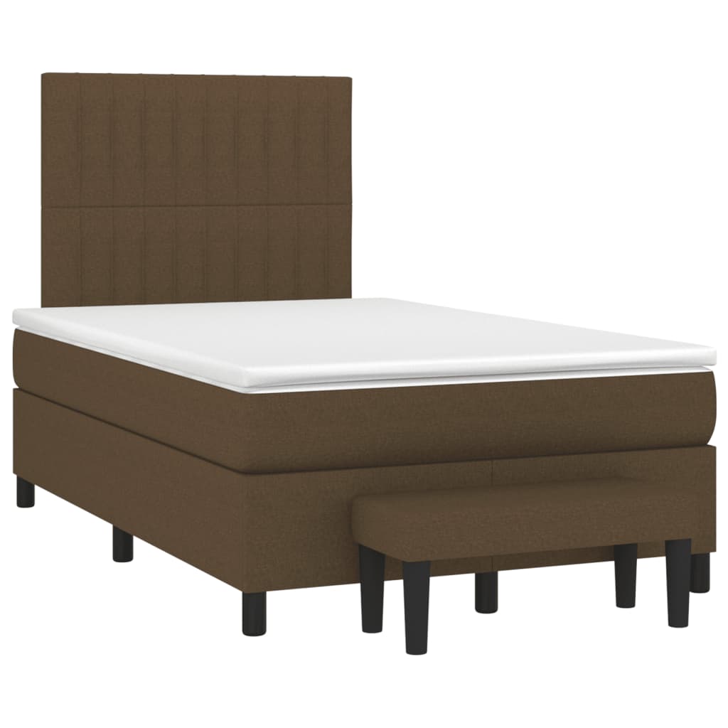 Κρεβάτι Boxspring με Στρώμα Σκούρο Καφέ 120x190 εκ Υφασμάτινο