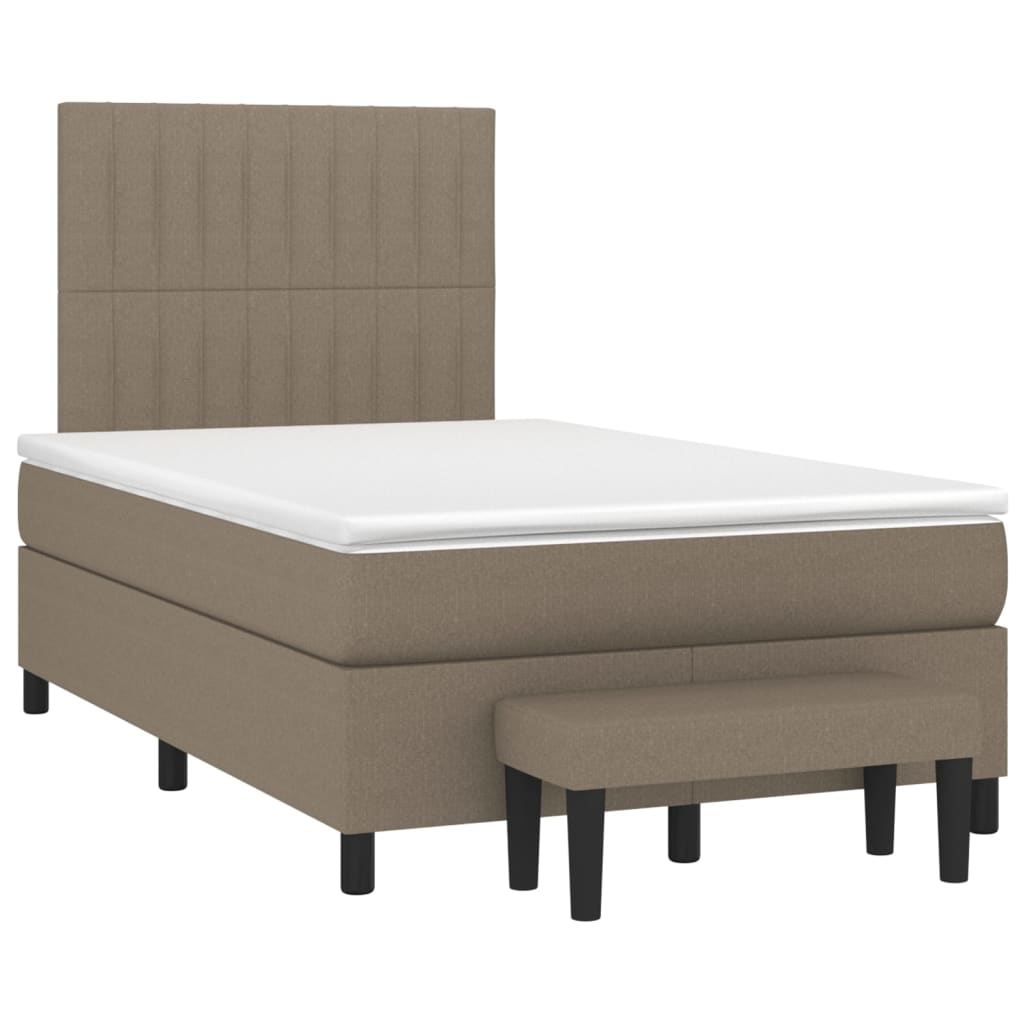 Κρεβάτι Boxspring με Στρώμα Taupe 120x190 εκ. Υφασμάτινο