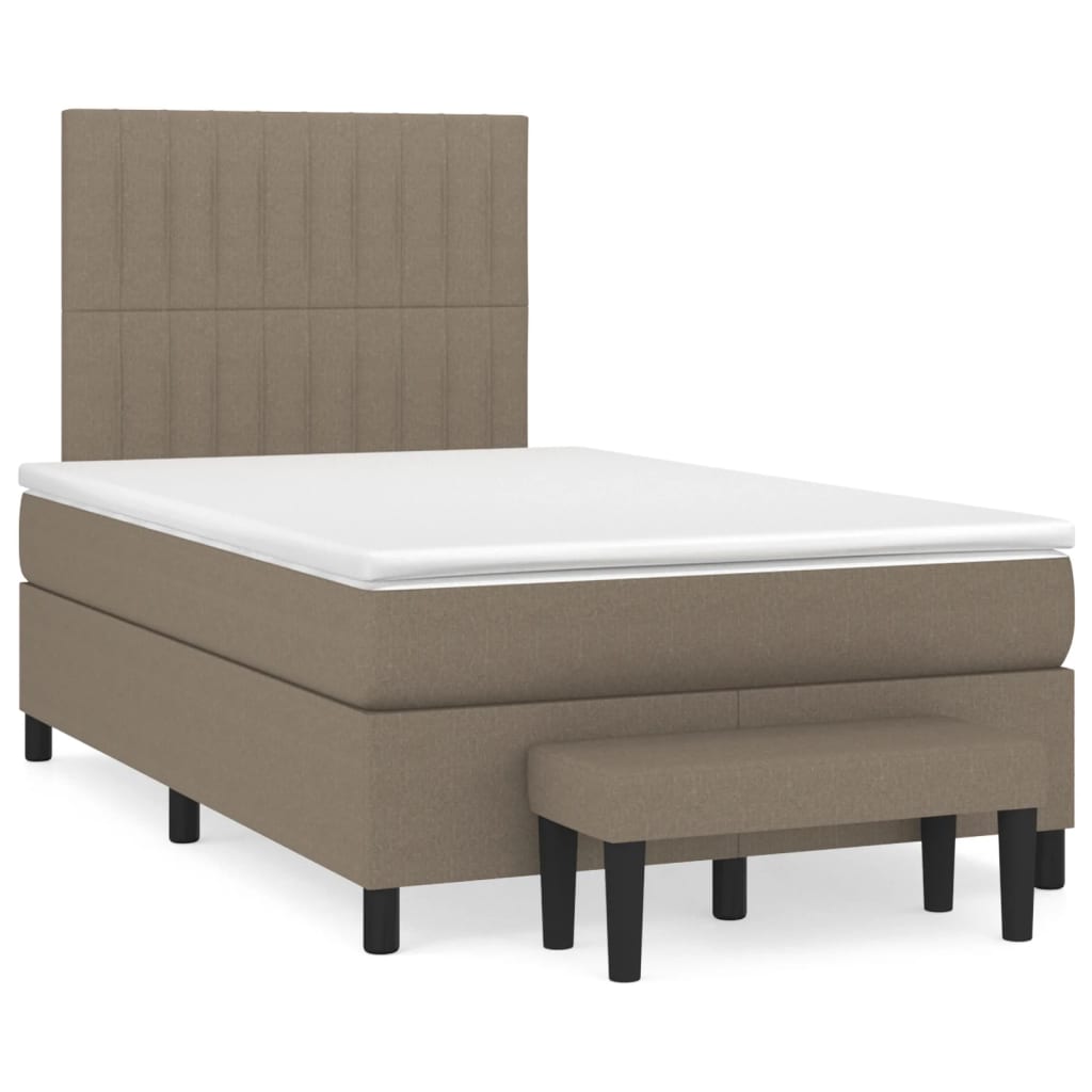 Κρεβάτι Boxspring με Στρώμα Taupe 120x190 εκ. Υφασμάτινο