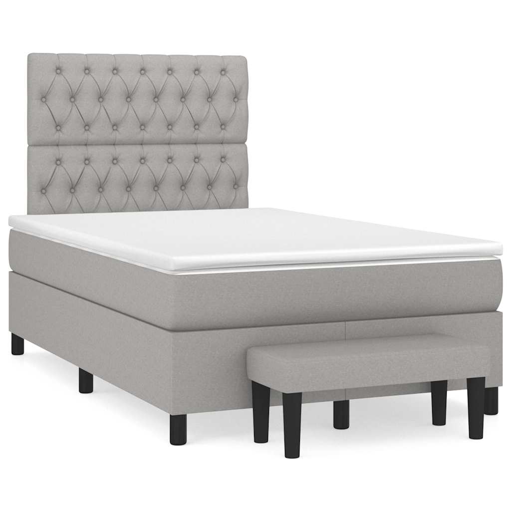 Κρεβάτι Boxspring με Στρώμα Ανοιχτό Γκρι 120x190 εκ. Υφασμάτινο