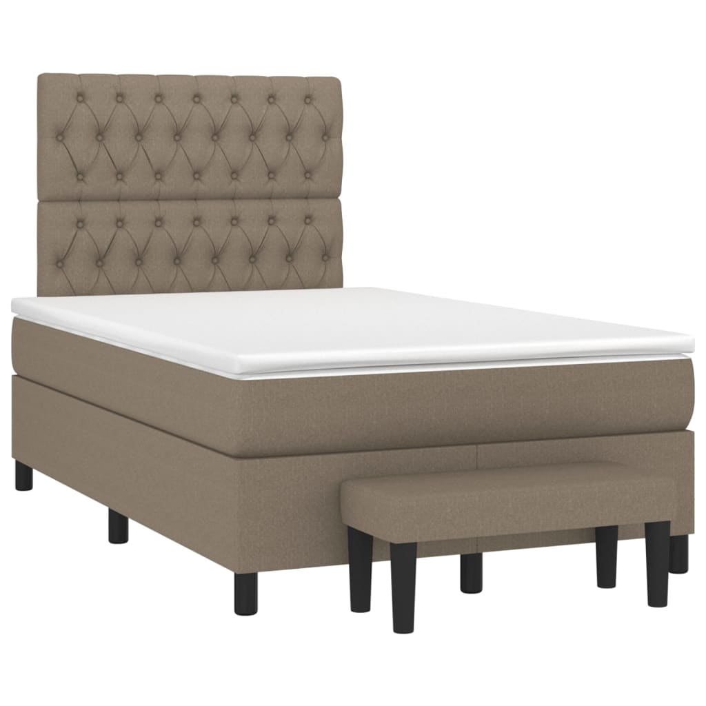 Κρεβάτι Boxspring με Στρώμα Taupe 120x190 εκ. Υφασμάτινο