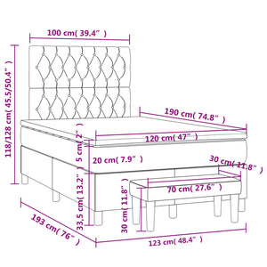 Κρεβάτι Boxspring με Στρώμα Κρεμ 120x190 εκ. Υφασμάτινο