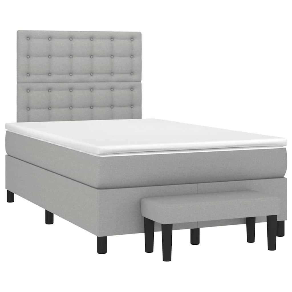 Κρεβάτι Boxspring με Στρώμα Ανοιχτό Γκρι 120x190 εκ. Υφασμάτινο