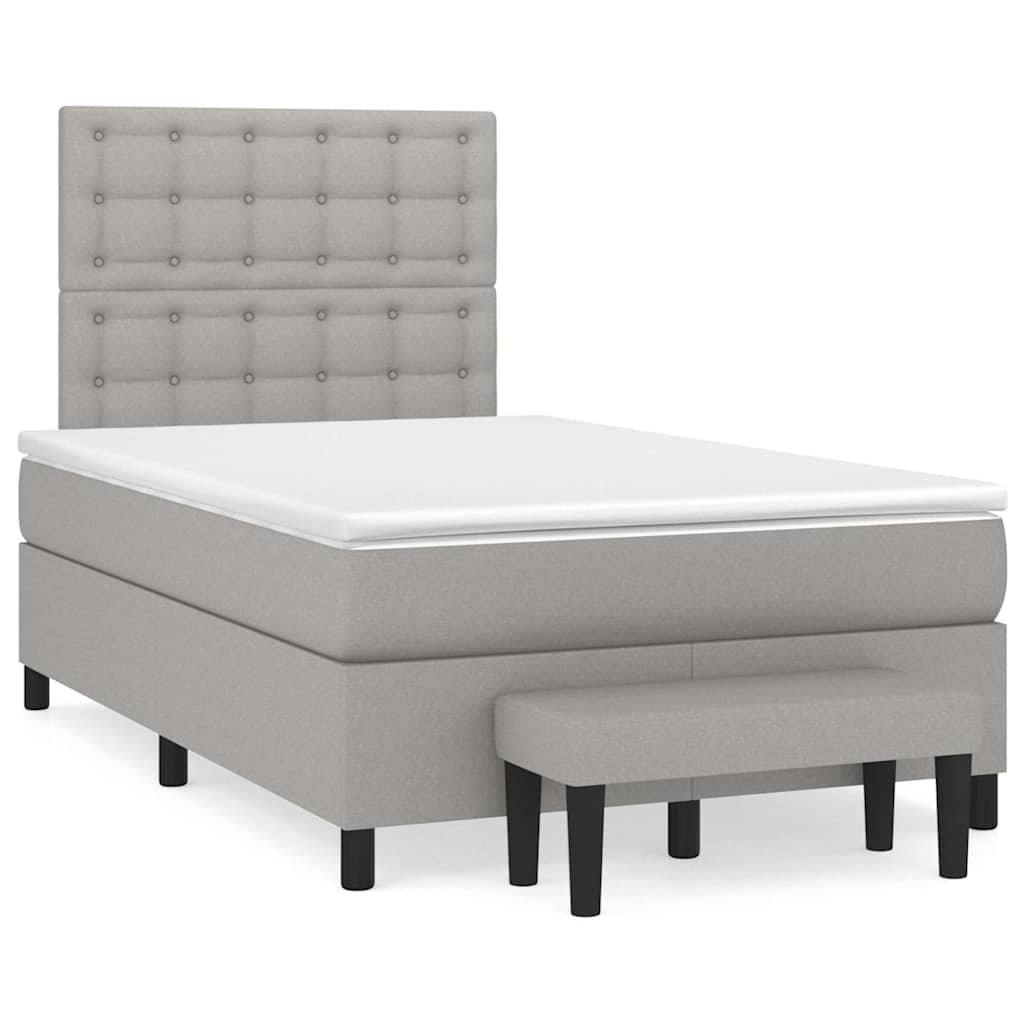 Κρεβάτι Boxspring με Στρώμα Ανοιχτό Γκρι 120x190 εκ. Υφασμάτινο