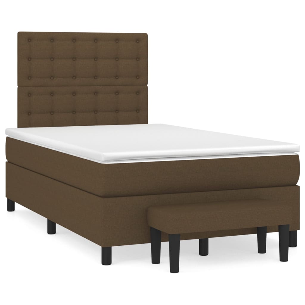 Κρεβάτι Boxspring με Στρώμα Σκούρο Καφέ 120x190 εκ Υφασμάτινο