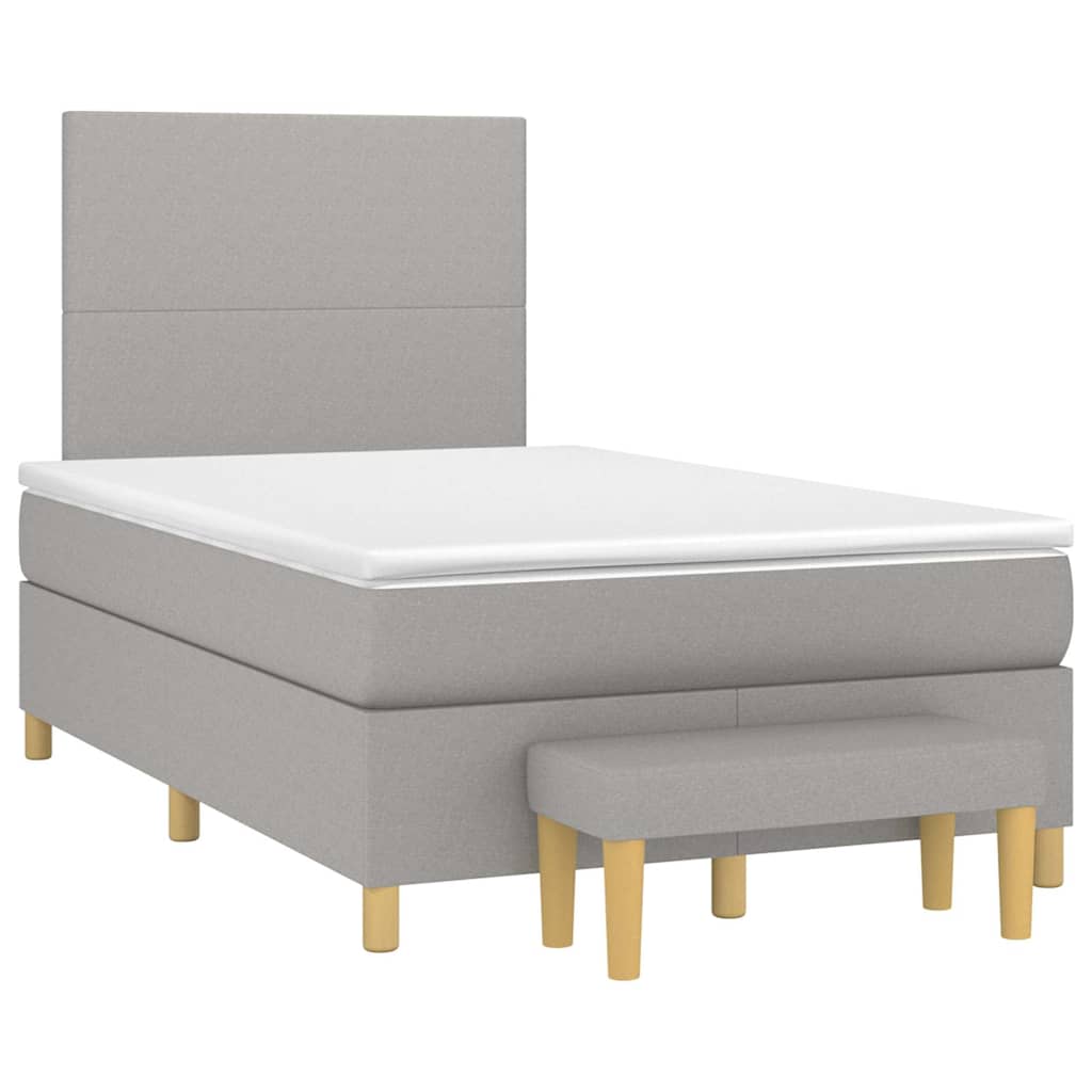 Κρεβάτι Boxspring με Στρώμα Ανοιχτό Γκρι 120x190 εκ. Υφασμάτινο