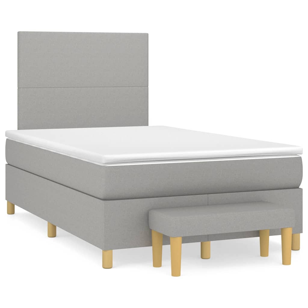 Κρεβάτι Boxspring με Στρώμα Ανοιχτό Γκρι 120x190 εκ. Υφασμάτινο