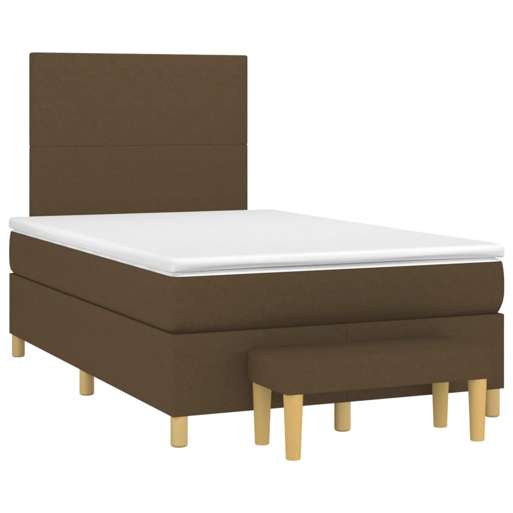 Κρεβάτι Boxspring με Στρώμα Σκούρο Καφέ 120x190 εκ Υφασμάτινο