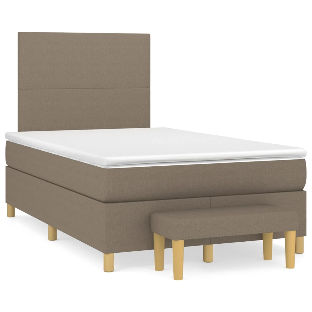 Κρεβάτι Boxspring με Στρώμα Taupe 120x190 εκ. Υφασμάτινο