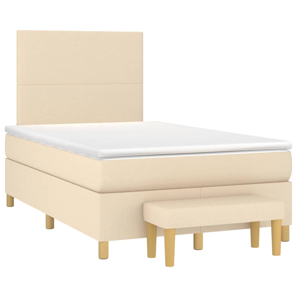 Κρεβάτι Boxspring με Στρώμα Κρεμ 120x190 εκ. Υφασμάτινο - Pakobazaar